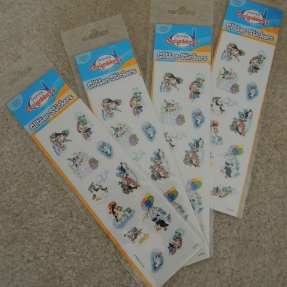 Glitter Penguins Stickers 2 Acid Free Sheets by Nina Barbaresi Dover DesignWorks
